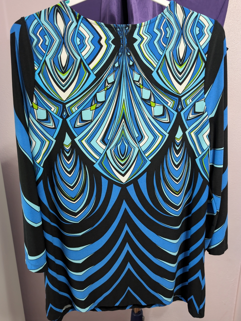 Investments Blue, Black & Green Zigzag Print Top - Picture 2 of 3